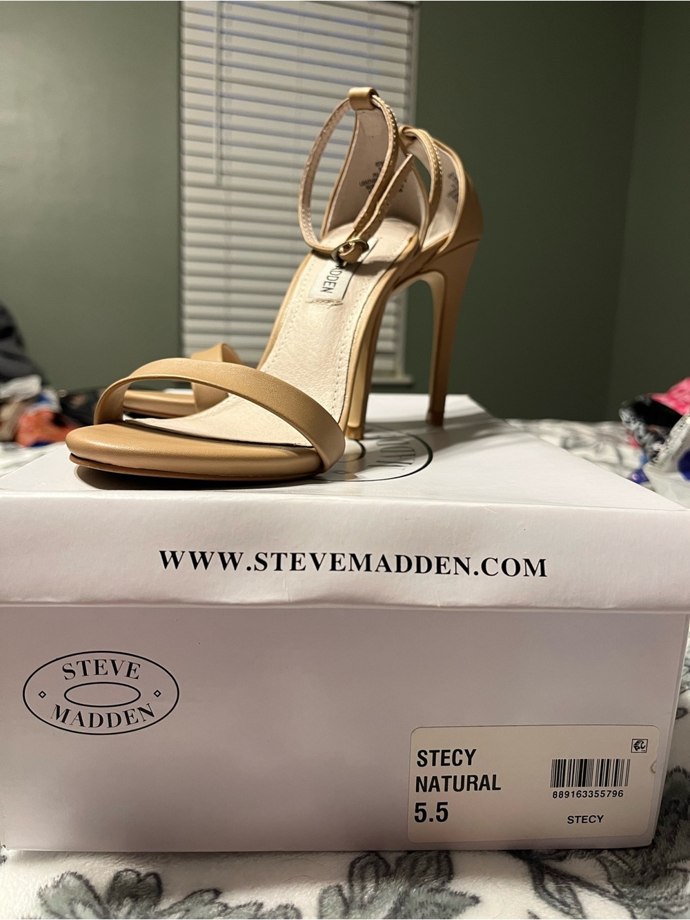 Steve Madden Natural Tan Stecy Ankle-Strap Stiletto Sandal